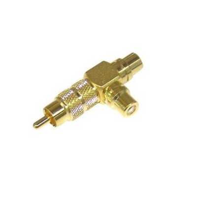 Αντάπτορας Audio RCA Αρσενικό Σε 2 RCA Θηλυκό Επίχρυσο