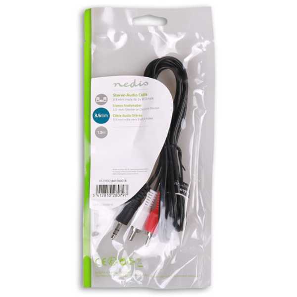 NEDIS Καλώδιο ήχου 3,5mm αρσ. stereo σε 2x RCA αρσ., 1.5m.