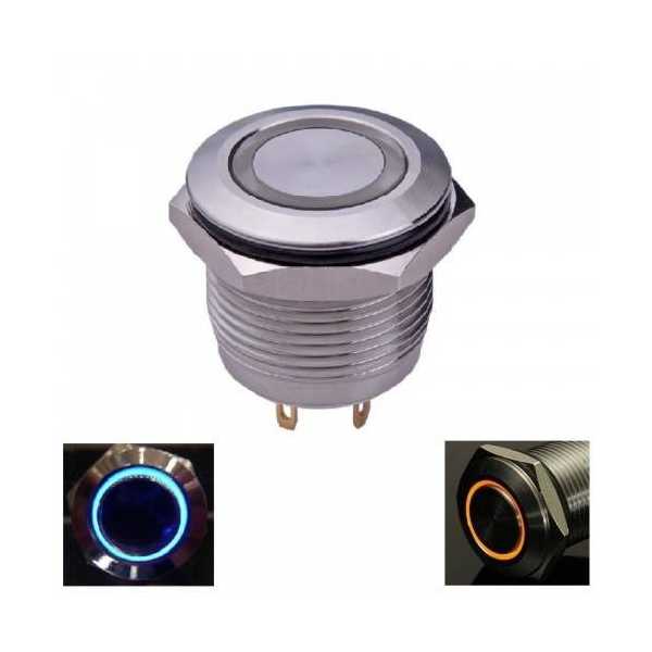 Button Φ16mm 12V Με Μπλέ Φωτισμό