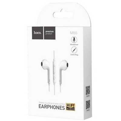 Hands Free Hoco M55 Earphones Stereo 3.5 mm Λευκά