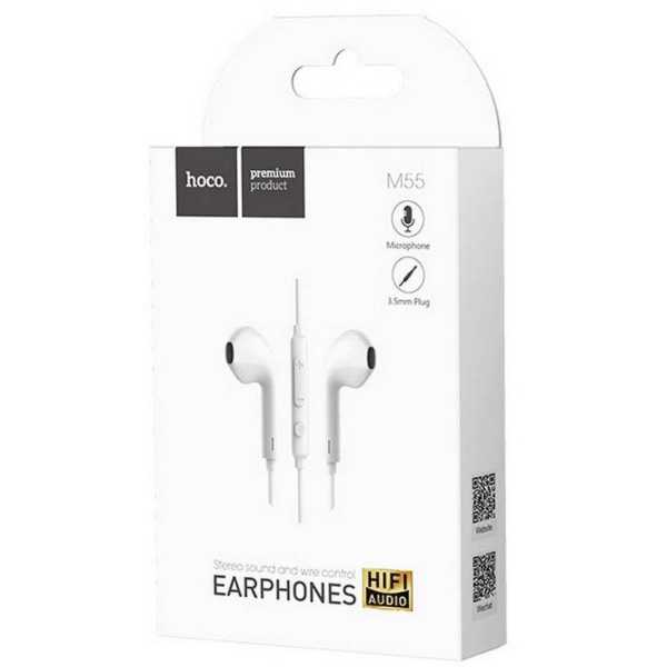 Hands Free Hoco M55 Earphones Stereo 3.5 mm Λευκά