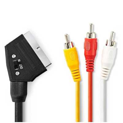 Καλώδιο SCART - RCA x 3 με Διακόπτη 2m