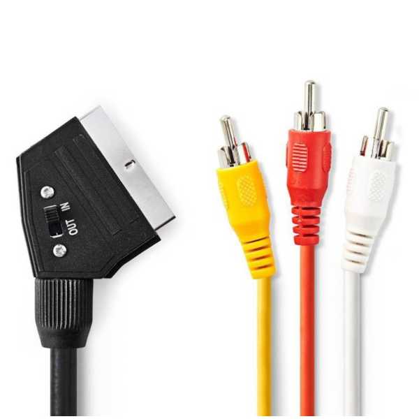 Καλώδιο SCART - RCA x 3 με Διακόπτη 2m