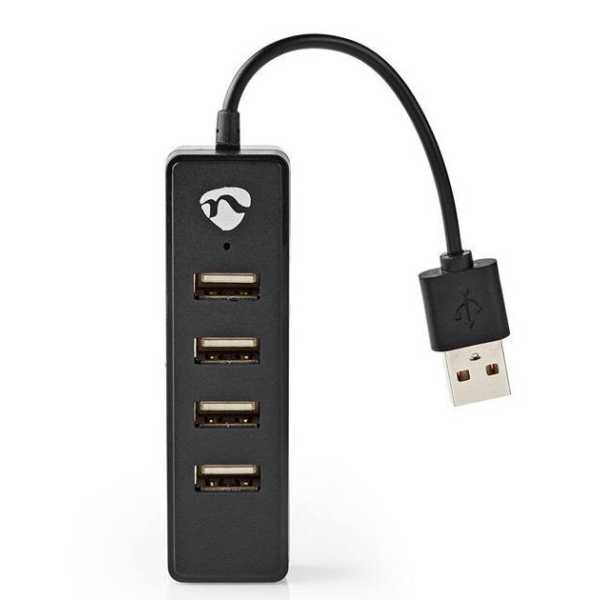 USB 2.0 Hub 4 θυρών, σε μαύρο χρώμα